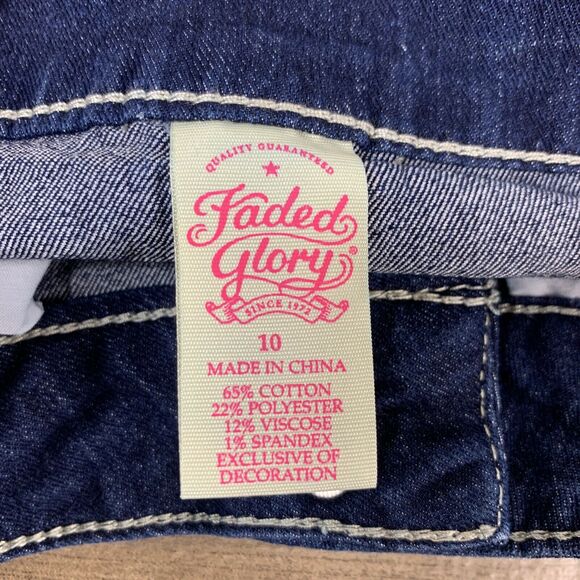Faded Glory Girls Capri Jeans Size 10 Embroidered Cuffed Low Rise W26 x L15 - Picture 7 of 8
